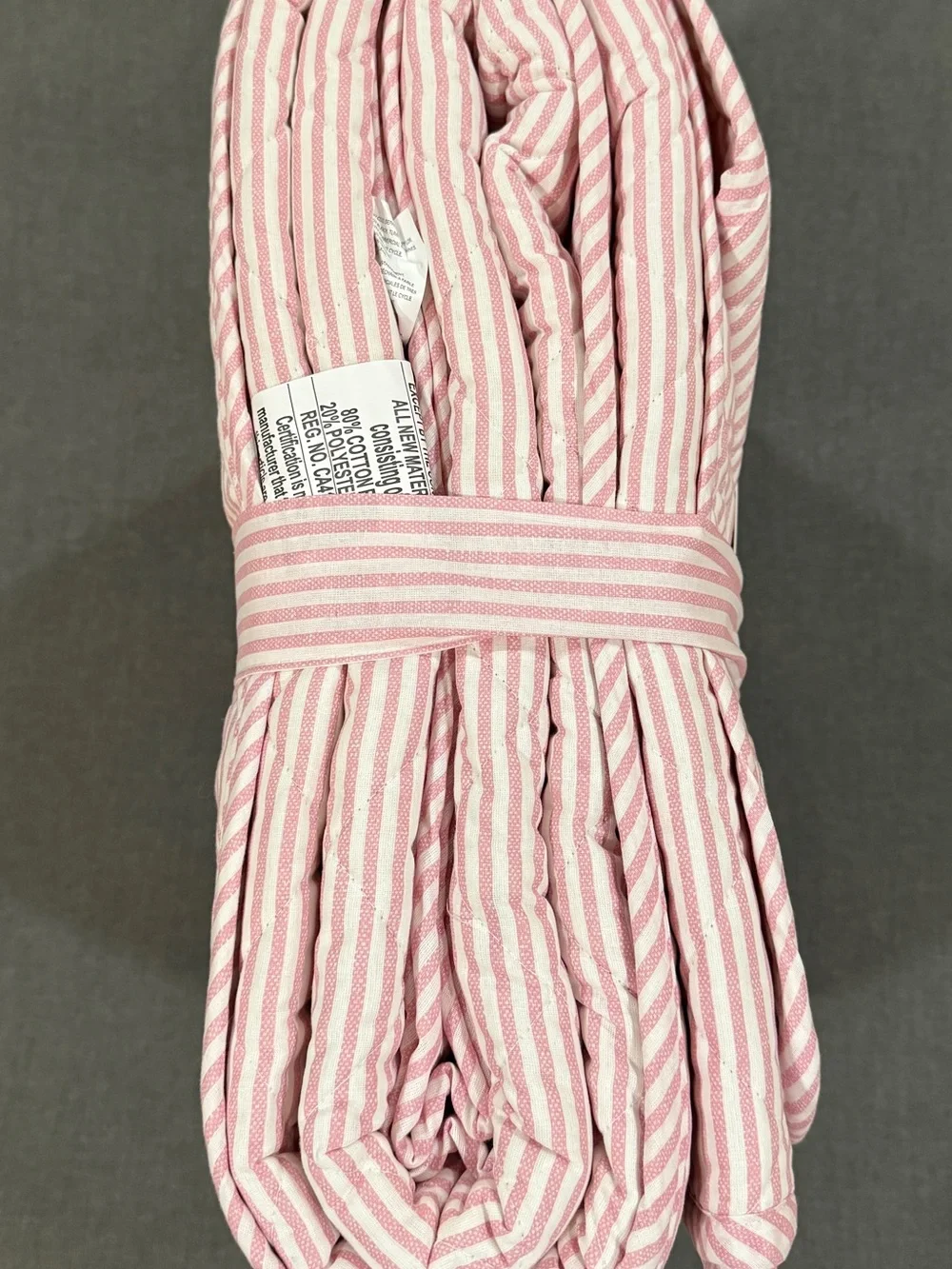 Laura Ashley Pink and White Striped Full/Queen Quilt